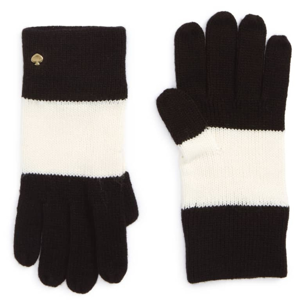 NWT kate spade color block gloves black/white